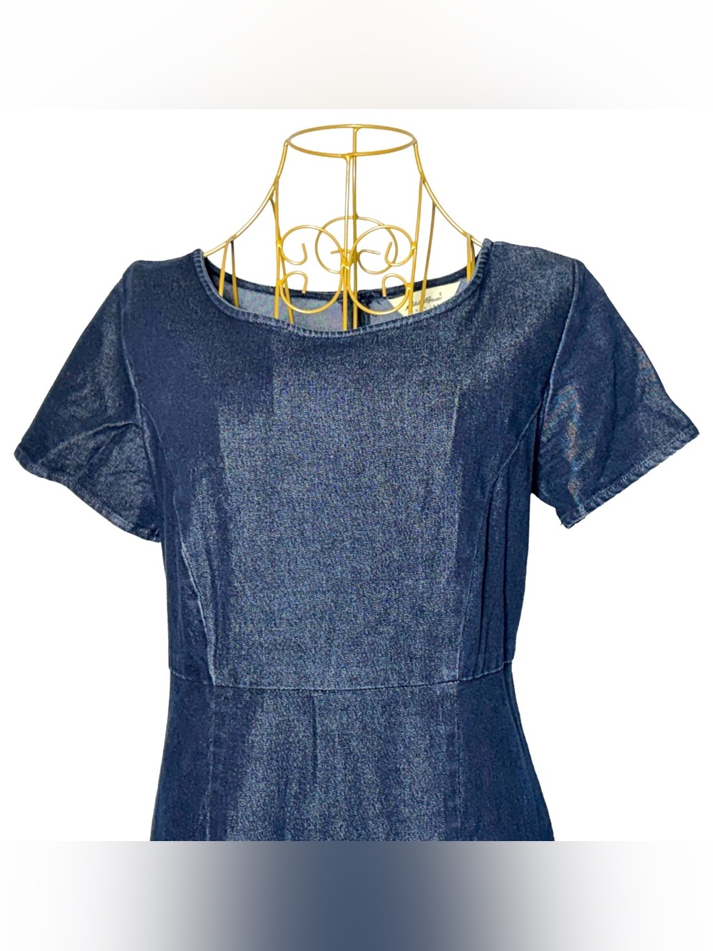 Eddie Bauer Dark Wash Denim Midi Dress with Short Sleeves, Size Medium - Picture 6 of 13
